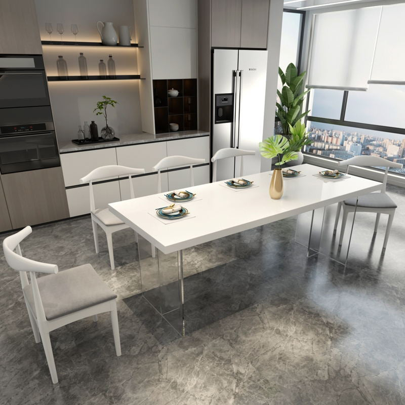 Modern 1/2/5/6/7 Pieces Rectangle Dining Set Solid Wood Dining Table with Chairs 6 Pieces: Table, 5 Chairs Clearhalo 'Dining Room Sets' 'Dining Tables & Seating' 'dining_room_set' 'furn' 'furn_dining_room_set' 'Furniture' 'furniture_dining_room_set' 'Kitchen & Dining Furniture' 'kitchen&dining_furn' 'kitchen' 4503217