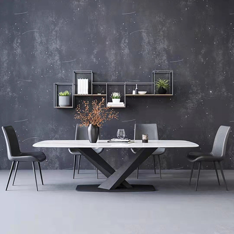 1/4/5/7 Pcs Metal Modern Dining Set with Rectangle Table and Pedestal Base Dinette Set Clearhalo 'Dining Room Sets' 'Dining Tables & Seating' 'dining_room_set' 'furn' 'furn_dining_room_set' 'Furniture' 'furniture_dining_room_set' 'Kitchen & Dining Furniture' 'kitchen&dining_furn' 'kitchen' 4503243