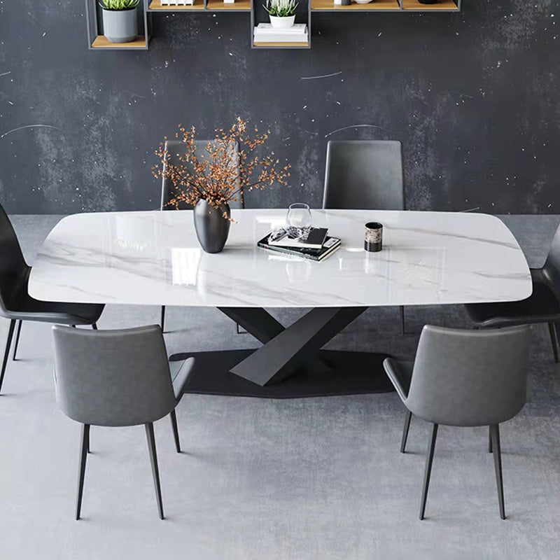 1/4/5/7 Pcs Metal Modern Dining Set with Rectangle Table and Pedestal Base Dinette Set Clearhalo 'Dining Room Sets' 'Dining Tables & Seating' 'dining_room_set' 'furn' 'furn_dining_room_set' 'Furniture' 'furniture_dining_room_set' 'Kitchen & Dining Furniture' 'kitchen&dining_furn' 'kitchen' 4503244