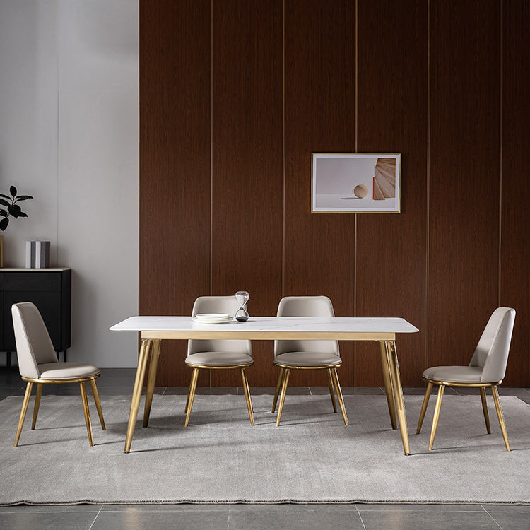 Luxury 1/2/5/7 Pieces Dining Set Sintered Stone Dining Table with Leather Chairs Clearhalo 'Dining Room Sets' 'Dining Tables & Seating' 'dining_room_set' 'furn' 'furn_dining_room_set' 'Furniture' 'furniture_dining_room_set' 'Kitchen & Dining Furniture' 'kitchen&dining_furn' 'kitchen' 4503280