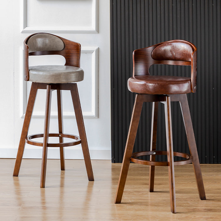 Scandinavia Style Bar-stool Wooden Legs Round Seat Barstool for Bar Kitchen Clearhalo 'Bar Furniture' 'Bar Stools' 'bar_stools' 'furn' 'furn_bar_stools' 'furniture_bar_stools' 'Kitchen & Dining Furniture' 'kitchen&dining_furn' 'kitchen' 'kitchen_furn' Furniture' 4503376