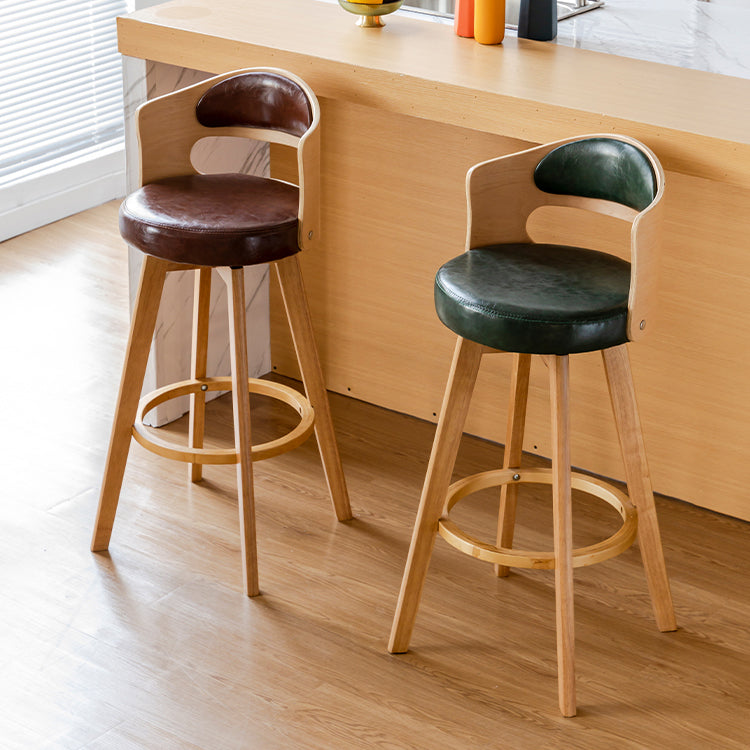 Scandinavia Style Bar-stool Wooden Legs Round Seat Barstool for Bar Kitchen Clearhalo 'Bar Furniture' 'Bar Stools' 'bar_stools' 'furn' 'furn_bar_stools' 'furniture_bar_stools' 'Kitchen & Dining Furniture' 'kitchen&dining_furn' 'kitchen' 'kitchen_furn' Furniture' 4503378