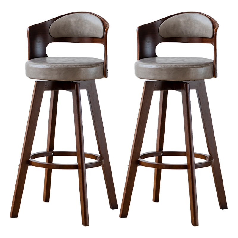Scandinavia Style Bar-stool Wooden Legs Round Seat Barstool for Bar Kitchen Smoke Gray Brown 2 Piece Set Clearhalo 'Bar Furniture' 'Bar Stools' 'bar_stools' 'furn' 'furn_bar_stools' 'furniture_bar_stools' 'Kitchen & Dining Furniture' 'kitchen&dining_furn' 'kitchen' 'kitchen_furn' Furniture' 4503379