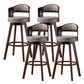 Scandinavia Style Bar-stool Wooden Legs Round Seat Barstool for Bar Kitchen Smoke Gray Brown 4 Piece Set Clearhalo 'Bar Furniture' 'Bar Stools' 'bar_stools' 'furn' 'furn_bar_stools' 'furniture_bar_stools' 'Kitchen & Dining Furniture' 'kitchen&dining_furn' 'kitchen' 'kitchen_furn' Furniture' 4503380