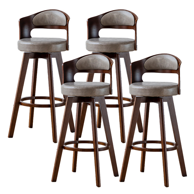 Scandinavia Style Bar-stool Wooden Legs Round Seat Barstool for Bar Kitchen Smoke Gray Brown 4 Piece Set Clearhalo 'Bar Furniture' 'Bar Stools' 'bar_stools' 'furn' 'furn_bar_stools' 'furniture_bar_stools' 'Kitchen & Dining Furniture' 'kitchen&dining_furn' 'kitchen' 'kitchen_furn' Furniture' 4503380