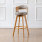 Scandinavia Style Bar-stool Wooden Legs Round Seat Barstool for Bar Kitchen Smoke Gray Natural 1 Piece Clearhalo 'Bar Furniture' 'Bar Stools' 'bar_stools' 'furn' 'furn_bar_stools' 'furniture_bar_stools' 'Kitchen & Dining Furniture' 'kitchen&dining_furn' 'kitchen' 'kitchen_furn' Furniture' 4503383