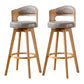 Scandinavia Style Bar-stool Wooden Legs Round Seat Barstool for Bar Kitchen Smoke Gray Natural 2 Piece Set Clearhalo 'Bar Furniture' 'Bar Stools' 'bar_stools' 'furn' 'furn_bar_stools' 'furniture_bar_stools' 'Kitchen & Dining Furniture' 'kitchen&dining_furn' 'kitchen' 'kitchen_furn' Furniture' 4503385