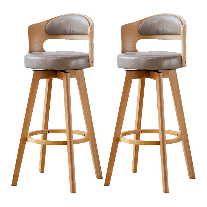 Scandinavia Style Bar-stool Wooden Legs Round Seat Barstool for Bar Kitchen Smoke Gray Natural 2 Piece Set Clearhalo 'Bar Furniture' 'Bar Stools' 'bar_stools' 'furn' 'furn_bar_stools' 'furniture_bar_stools' 'Kitchen & Dining Furniture' 'kitchen&dining_furn' 'kitchen' 'kitchen_furn' Furniture' 4503385