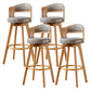 Scandinavia Style Bar-stool Wooden Legs Round Seat Barstool for Bar Kitchen Smoke Gray Natural 4 Piece Set Clearhalo 'Bar Furniture' 'Bar Stools' 'bar_stools' 'furn' 'furn_bar_stools' 'furniture_bar_stools' 'Kitchen & Dining Furniture' 'kitchen&dining_furn' 'kitchen' 'kitchen_furn' Furniture' 4503387