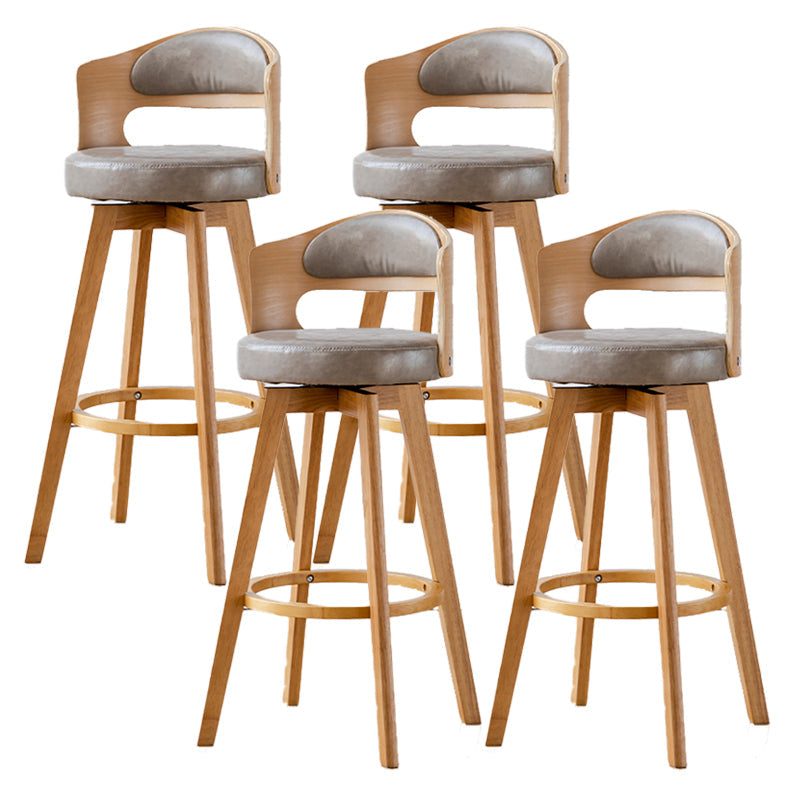 Scandinavia Style Bar-stool Wooden Legs Round Seat Barstool for Bar Kitchen Smoke Gray Natural 4 Piece Set Clearhalo 'Bar Furniture' 'Bar Stools' 'bar_stools' 'furn' 'furn_bar_stools' 'furniture_bar_stools' 'Kitchen & Dining Furniture' 'kitchen&dining_furn' 'kitchen' 'kitchen_furn' Furniture' 4503387