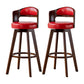 Scandinavia Style Bar-stool Wooden Legs Round Seat Barstool for Bar Kitchen Red Brown 2 Piece Set Clearhalo 'Bar Furniture' 'Bar Stools' 'bar_stools' 'furn' 'furn_bar_stools' 'furniture_bar_stools' 'Kitchen & Dining Furniture' 'kitchen&dining_furn' 'kitchen' 'kitchen_furn' Furniture' 4503391