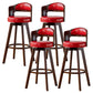 Scandinavia Style Bar-stool Wooden Legs Round Seat Barstool for Bar Kitchen Red Brown 4 Piece Set Clearhalo 'Bar Furniture' 'Bar Stools' 'bar_stools' 'furn' 'furn_bar_stools' 'furniture_bar_stools' 'Kitchen & Dining Furniture' 'kitchen&dining_furn' 'kitchen' 'kitchen_furn' Furniture' 4503393