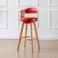 Scandinavia Style Bar-stool Wooden Legs Round Seat Barstool for Bar Kitchen Red Natural 1 Piece Clearhalo 'Bar Furniture' 'Bar Stools' 'bar_stools' 'furn' 'furn_bar_stools' 'furniture_bar_stools' 'Kitchen & Dining Furniture' 'kitchen&dining_furn' 'kitchen' 'kitchen_furn' Furniture' 4503395