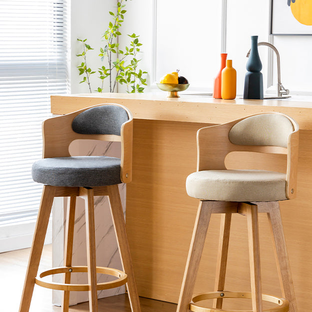 Scandinavia Style Bar-stool Wooden Legs Round Seat Barstool for Bar Kitchen Clearhalo 'Bar Furniture' 'Bar Stools' 'bar_stools' 'furn' 'furn_bar_stools' 'furniture_bar_stools' 'Kitchen & Dining Furniture' 'kitchen&dining_furn' 'kitchen' 'kitchen_furn' Furniture' 4503396