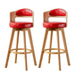 Scandinavia Style Bar-stool Wooden Legs Round Seat Barstool for Bar Kitchen Red Natural 2 Piece Set Clearhalo 'Bar Furniture' 'Bar Stools' 'bar_stools' 'furn' 'furn_bar_stools' 'furniture_bar_stools' 'Kitchen & Dining Furniture' 'kitchen&dining_furn' 'kitchen' 'kitchen_furn' Furniture' 4503397