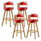 Scandinavia Style Bar-stool Wooden Legs Round Seat Barstool for Bar Kitchen Red Natural 4 Piece Set Clearhalo 'Bar Furniture' 'Bar Stools' 'bar_stools' 'furn' 'furn_bar_stools' 'furniture_bar_stools' 'Kitchen & Dining Furniture' 'kitchen&dining_furn' 'kitchen' 'kitchen_furn' Furniture' 4503398