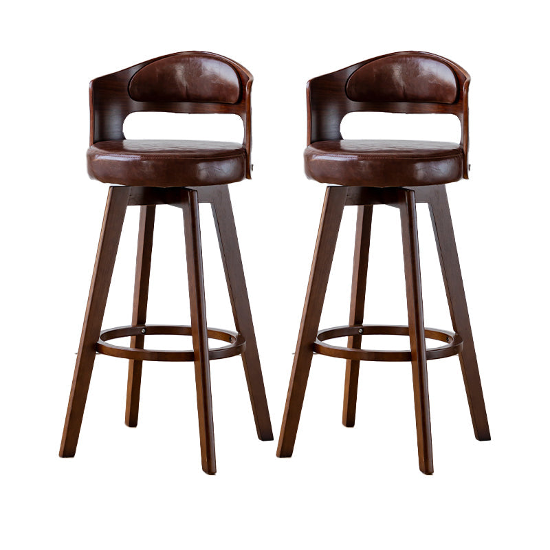Scandinavia Style Bar-stool Wooden Legs Round Seat Barstool for Bar Kitchen Brown Brown 2 Piece Set Clearhalo 'Bar Furniture' 'Bar Stools' 'bar_stools' 'furn' 'furn_bar_stools' 'furniture_bar_stools' 'Kitchen & Dining Furniture' 'kitchen&dining_furn' 'kitchen' 'kitchen_furn' Furniture' 4503400