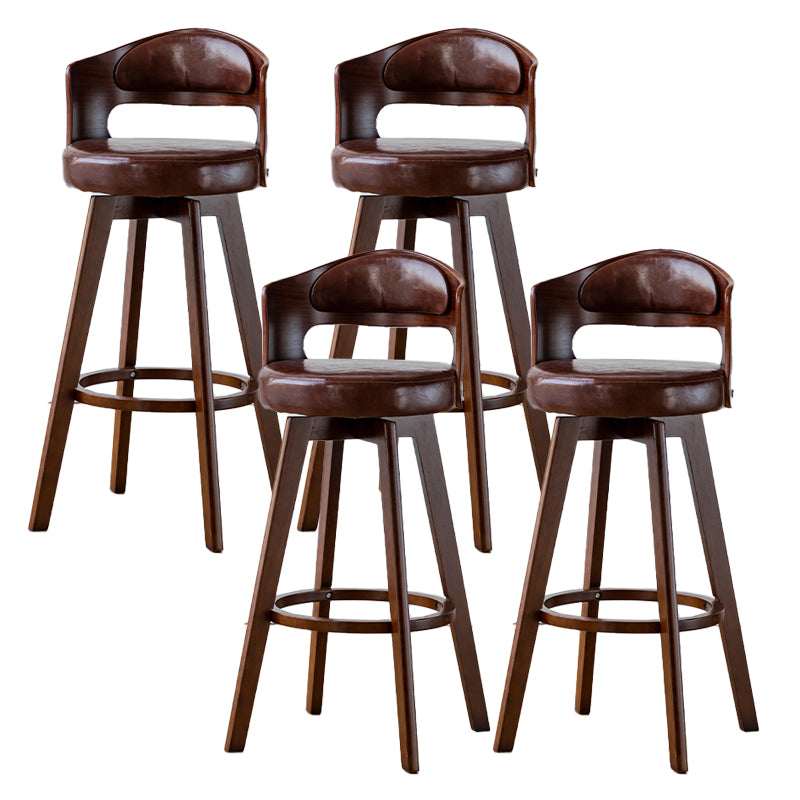 Scandinavia Style Bar-stool Wooden Legs Round Seat Barstool for Bar Kitchen Brown Brown 4 Piece Set Clearhalo 'Bar Furniture' 'Bar Stools' 'bar_stools' 'furn' 'furn_bar_stools' 'furniture_bar_stools' 'Kitchen & Dining Furniture' 'kitchen&dining_furn' 'kitchen' 'kitchen_furn' Furniture' 4503401