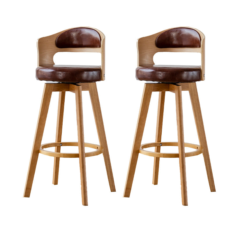 Scandinavia Style Bar-stool Wooden Legs Round Seat Barstool for Bar Kitchen Brown Natural 2 Piece Set Clearhalo 'Bar Furniture' 'Bar Stools' 'bar_stools' 'furn' 'furn_bar_stools' 'furniture_bar_stools' 'Kitchen & Dining Furniture' 'kitchen&dining_furn' 'kitchen' 'kitchen_furn' Furniture' 4503403