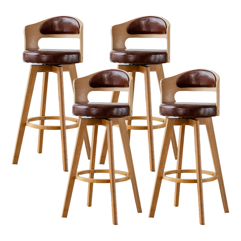 Scandinavia Style Bar-stool Wooden Legs Round Seat Barstool for Bar Kitchen Brown Natural 4 Piece Set Clearhalo 'Bar Furniture' 'Bar Stools' 'bar_stools' 'furn' 'furn_bar_stools' 'furniture_bar_stools' 'Kitchen & Dining Furniture' 'kitchen&dining_furn' 'kitchen' 'kitchen_furn' Furniture' 4503404