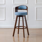Scandinavia Style Bar-stool Wooden Legs Round Seat Barstool for Bar Kitchen Blue Brown 1 Piece Clearhalo 'Bar Furniture' 'Bar Stools' 'bar_stools' 'furn' 'furn_bar_stools' 'furniture_bar_stools' 'Kitchen & Dining Furniture' 'kitchen&dining_furn' 'kitchen' 'kitchen_furn' Furniture' 4503405
