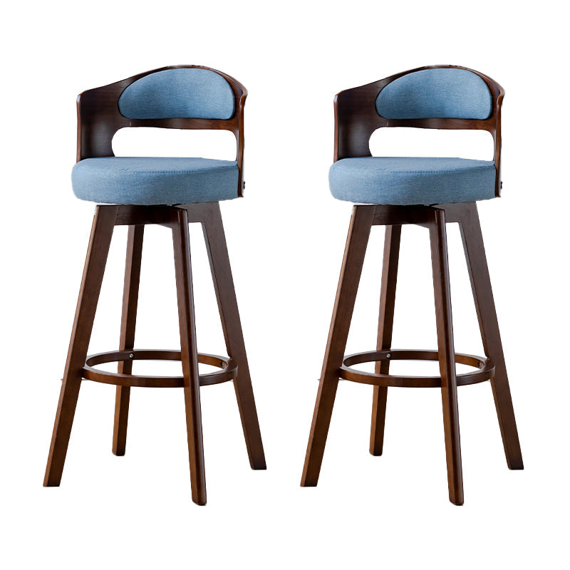 Scandinavia Style Bar-stool Wooden Legs Round Seat Barstool for Bar Kitchen Blue Brown 2 Piece Set Clearhalo 'Bar Furniture' 'Bar Stools' 'bar_stools' 'furn' 'furn_bar_stools' 'furniture_bar_stools' 'Kitchen & Dining Furniture' 'kitchen&dining_furn' 'kitchen' 'kitchen_furn' Furniture' 4503406