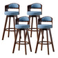 Scandinavia Style Bar-stool Wooden Legs Round Seat Barstool for Bar Kitchen Blue Brown 4 Piece Set Clearhalo 'Bar Furniture' 'Bar Stools' 'bar_stools' 'furn' 'furn_bar_stools' 'furniture_bar_stools' 'Kitchen & Dining Furniture' 'kitchen&dining_furn' 'kitchen' 'kitchen_furn' Furniture' 4503407