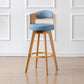Scandinavia Style Bar-stool Wooden Legs Round Seat Barstool for Bar Kitchen Blue Natural 1 Piece Clearhalo 'Bar Furniture' 'Bar Stools' 'bar_stools' 'furn' 'furn_bar_stools' 'furniture_bar_stools' 'Kitchen & Dining Furniture' 'kitchen&dining_furn' 'kitchen' 'kitchen_furn' Furniture' 4503408