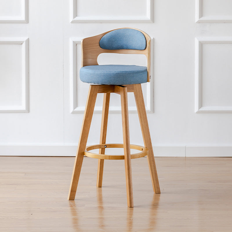 Scandinavia Style Bar-stool Wooden Legs Round Seat Barstool for Bar Kitchen Blue Natural 1 Piece Clearhalo 'Bar Furniture' 'Bar Stools' 'bar_stools' 'furn' 'furn_bar_stools' 'furniture_bar_stools' 'Kitchen & Dining Furniture' 'kitchen&dining_furn' 'kitchen' 'kitchen_furn' Furniture' 4503408