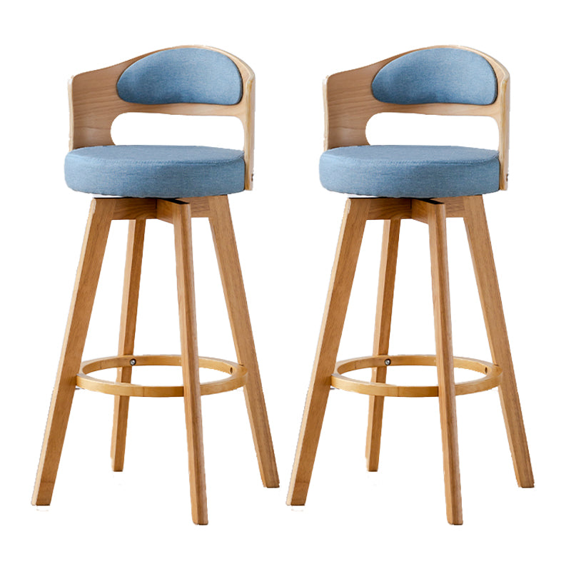 Scandinavia Style Bar-stool Wooden Legs Round Seat Barstool for Bar Kitchen Blue Natural 2 Piece Set Clearhalo 'Bar Furniture' 'Bar Stools' 'bar_stools' 'furn' 'furn_bar_stools' 'furniture_bar_stools' 'Kitchen & Dining Furniture' 'kitchen&dining_furn' 'kitchen' 'kitchen_furn' Furniture' 4503409