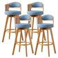 Scandinavia Style Bar-stool Wooden Legs Round Seat Barstool for Bar Kitchen Blue Natural 4 Piece Set Clearhalo 'Bar Furniture' 'Bar Stools' 'bar_stools' 'furn' 'furn_bar_stools' 'furniture_bar_stools' 'Kitchen & Dining Furniture' 'kitchen&dining_furn' 'kitchen' 'kitchen_furn' Furniture' 4503410