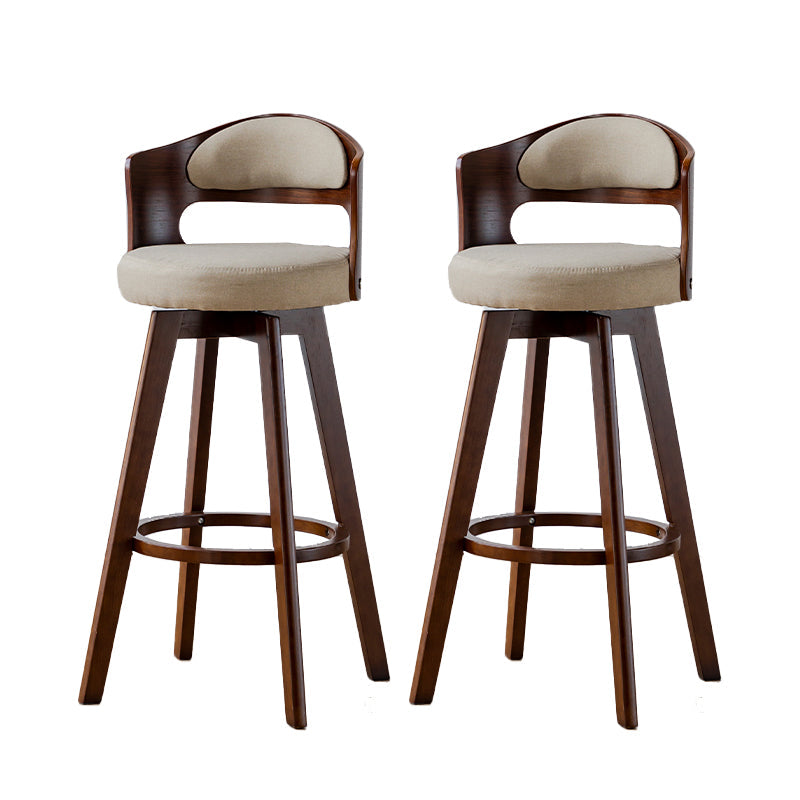 Scandinavia Style Bar-stool Wooden Legs Round Seat Barstool for Bar Kitchen Khaki Brown 2 Piece Set Clearhalo 'Bar Furniture' 'Bar Stools' 'bar_stools' 'furn' 'furn_bar_stools' 'furniture_bar_stools' 'Kitchen & Dining Furniture' 'kitchen&dining_furn' 'kitchen' 'kitchen_furn' Furniture' 4503412