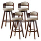 Scandinavia Style Bar-stool Wooden Legs Round Seat Barstool for Bar Kitchen Khaki Brown 4 Piece Set Clearhalo 'Bar Furniture' 'Bar Stools' 'bar_stools' 'furn' 'furn_bar_stools' 'furniture_bar_stools' 'Kitchen & Dining Furniture' 'kitchen&dining_furn' 'kitchen' 'kitchen_furn' Furniture' 4503413