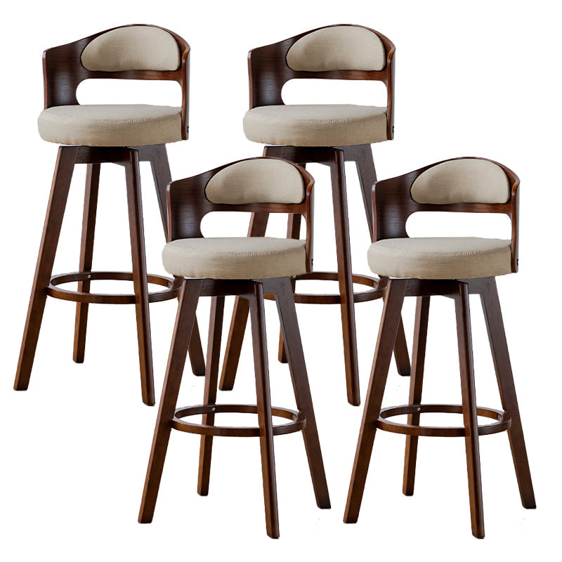 Scandinavia Style Bar-stool Wooden Legs Round Seat Barstool for Bar Kitchen Khaki Brown 4 Piece Set Clearhalo 'Bar Furniture' 'Bar Stools' 'bar_stools' 'furn' 'furn_bar_stools' 'furniture_bar_stools' 'Kitchen & Dining Furniture' 'kitchen&dining_furn' 'kitchen' 'kitchen_furn' Furniture' 4503413