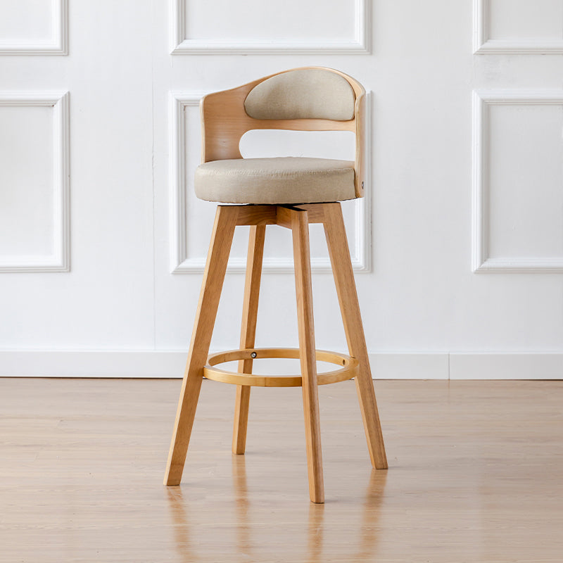 Scandinavia Style Bar-stool Wooden Legs Round Seat Barstool for Bar Kitchen Khaki Natural 1 Piece Clearhalo 'Bar Furniture' 'Bar Stools' 'bar_stools' 'furn' 'furn_bar_stools' 'furniture_bar_stools' 'Kitchen & Dining Furniture' 'kitchen&dining_furn' 'kitchen' 'kitchen_furn' Furniture' 4503414