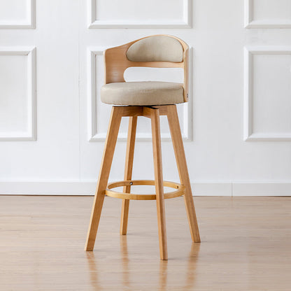 Scandinavia Style Bar-stool Wooden Legs Round Seat Barstool for Bar Kitchen Khaki Natural 1 Piece Clearhalo 'Bar Furniture' 'Bar Stools' 'bar_stools' 'furn' 'furn_bar_stools' 'furniture_bar_stools' 'Kitchen & Dining Furniture' 'kitchen&dining_furn' 'kitchen' 'kitchen_furn' Furniture' 4503414