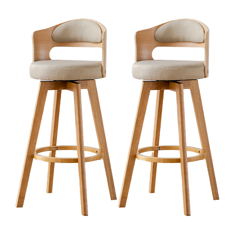 Scandinavia Style Bar-stool Wooden Legs Round Seat Barstool for Bar Kitchen Khaki Natural 2 Piece Set Clearhalo 'Bar Furniture' 'Bar Stools' 'bar_stools' 'furn' 'furn_bar_stools' 'furniture_bar_stools' 'Kitchen & Dining Furniture' 'kitchen&dining_furn' 'kitchen' 'kitchen_furn' Furniture' 4503415