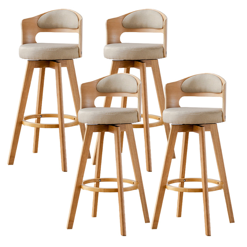 Scandinavia Style Bar-stool Wooden Legs Round Seat Barstool for Bar Kitchen Khaki Natural 4 Piece Set Clearhalo 'Bar Furniture' 'Bar Stools' 'bar_stools' 'furn' 'furn_bar_stools' 'furniture_bar_stools' 'Kitchen & Dining Furniture' 'kitchen&dining_furn' 'kitchen' 'kitchen_furn' Furniture' 4503416