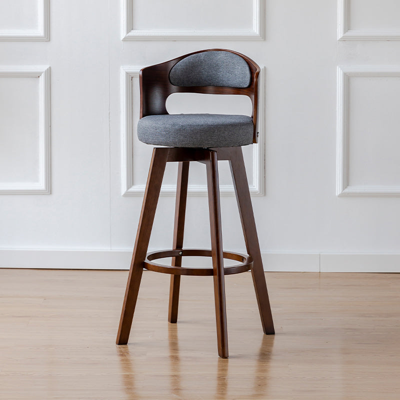 Scandinavia Style Bar-stool Wooden Legs Round Seat Barstool for Bar Kitchen Grey Brown 1 Piece Clearhalo 'Bar Furniture' 'Bar Stools' 'bar_stools' 'furn' 'furn_bar_stools' 'furniture_bar_stools' 'Kitchen & Dining Furniture' 'kitchen&dining_furn' 'kitchen' 'kitchen_furn' Furniture' 4503417