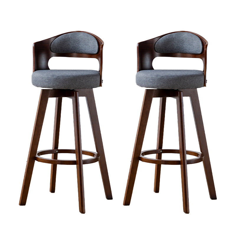 Scandinavia Style Bar-stool Wooden Legs Round Seat Barstool for Bar Kitchen Grey Brown 2 Piece Set Clearhalo 'Bar Furniture' 'Bar Stools' 'bar_stools' 'furn' 'furn_bar_stools' 'furniture_bar_stools' 'Kitchen & Dining Furniture' 'kitchen&dining_furn' 'kitchen' 'kitchen_furn' Furniture' 4503418