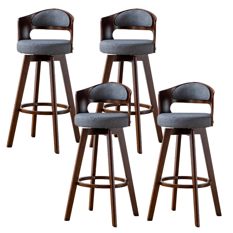 Scandinavia Style Bar-stool Wooden Legs Round Seat Barstool for Bar Kitchen Grey Brown 4 Piece Set Clearhalo 'Bar Furniture' 'Bar Stools' 'bar_stools' 'furn' 'furn_bar_stools' 'furniture_bar_stools' 'Kitchen & Dining Furniture' 'kitchen&dining_furn' 'kitchen' 'kitchen_furn' Furniture' 4503419