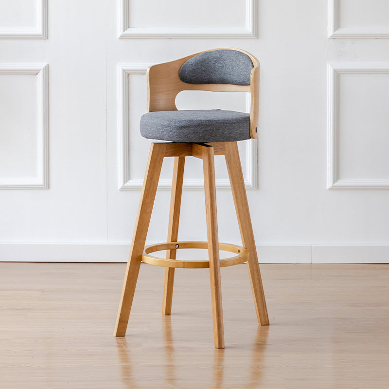 Scandinavia Style Bar-stool Wooden Legs Round Seat Barstool for Bar Kitchen Grey Natural 1 Piece Clearhalo 'Bar Furniture' 'Bar Stools' 'bar_stools' 'furn' 'furn_bar_stools' 'furniture_bar_stools' 'Kitchen & Dining Furniture' 'kitchen&dining_furn' 'kitchen' 'kitchen_furn' Furniture' 4503420