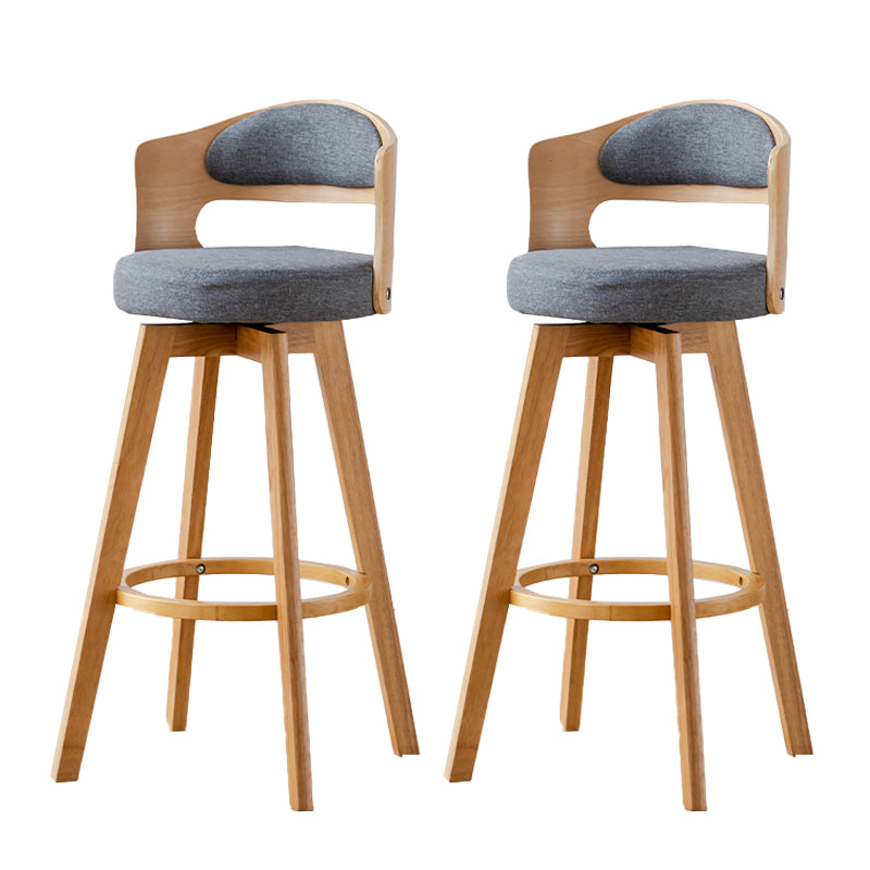 Scandinavia Style Bar-stool Wooden Legs Round Seat Barstool for Bar Kitchen Grey Natural 2 Piece Set Clearhalo 'Bar Furniture' 'Bar Stools' 'bar_stools' 'furn' 'furn_bar_stools' 'furniture_bar_stools' 'Kitchen & Dining Furniture' 'kitchen&dining_furn' 'kitchen' 'kitchen_furn' Furniture' 4503421