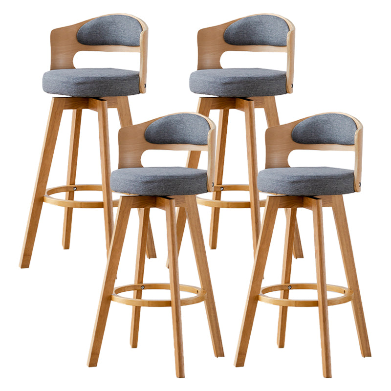 Scandinavia Style Bar-stool Wooden Legs Round Seat Barstool for Bar Kitchen Grey Natural 4 Piece Set Clearhalo 'Bar Furniture' 'Bar Stools' 'bar_stools' 'furn' 'furn_bar_stools' 'furniture_bar_stools' 'Kitchen & Dining Furniture' 'kitchen&dining_furn' 'kitchen' 'kitchen_furn' Furniture' 4503422