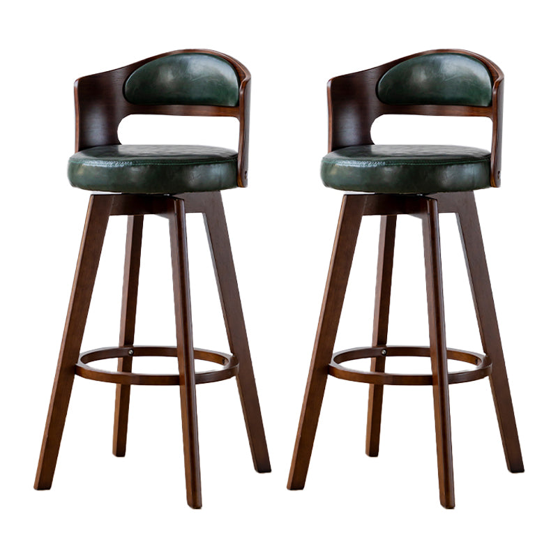 Scandinavia Style Bar-stool Wooden Legs Round Seat Barstool for Bar Kitchen Blackish Green Brown 2 Piece Set Clearhalo 'Bar Furniture' 'Bar Stools' 'bar_stools' 'furn' 'furn_bar_stools' 'furniture_bar_stools' 'Kitchen & Dining Furniture' 'kitchen&dining_furn' 'kitchen' 'kitchen_furn' Furniture' 4503424
