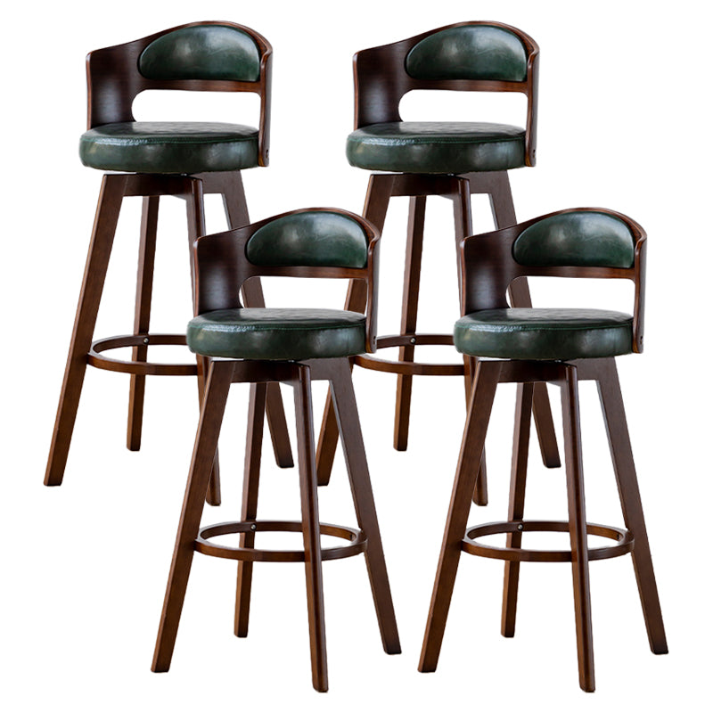 Scandinavia Style Bar-stool Wooden Legs Round Seat Barstool for Bar Kitchen Blackish Green Brown 4 Piece Set Clearhalo 'Bar Furniture' 'Bar Stools' 'bar_stools' 'furn' 'furn_bar_stools' 'furniture_bar_stools' 'Kitchen & Dining Furniture' 'kitchen&dining_furn' 'kitchen' 'kitchen_furn' Furniture' 4503425