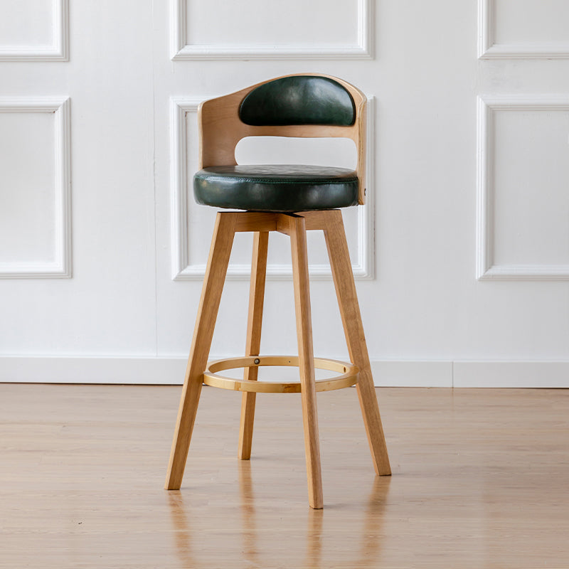 Scandinavia Style Bar-stool Wooden Legs Round Seat Barstool for Bar Kitchen Blackish Green Natural 1 Piece Clearhalo 'Bar Furniture' 'Bar Stools' 'bar_stools' 'furn' 'furn_bar_stools' 'furniture_bar_stools' 'Kitchen & Dining Furniture' 'kitchen&dining_furn' 'kitchen' 'kitchen_furn' Furniture' 4503426