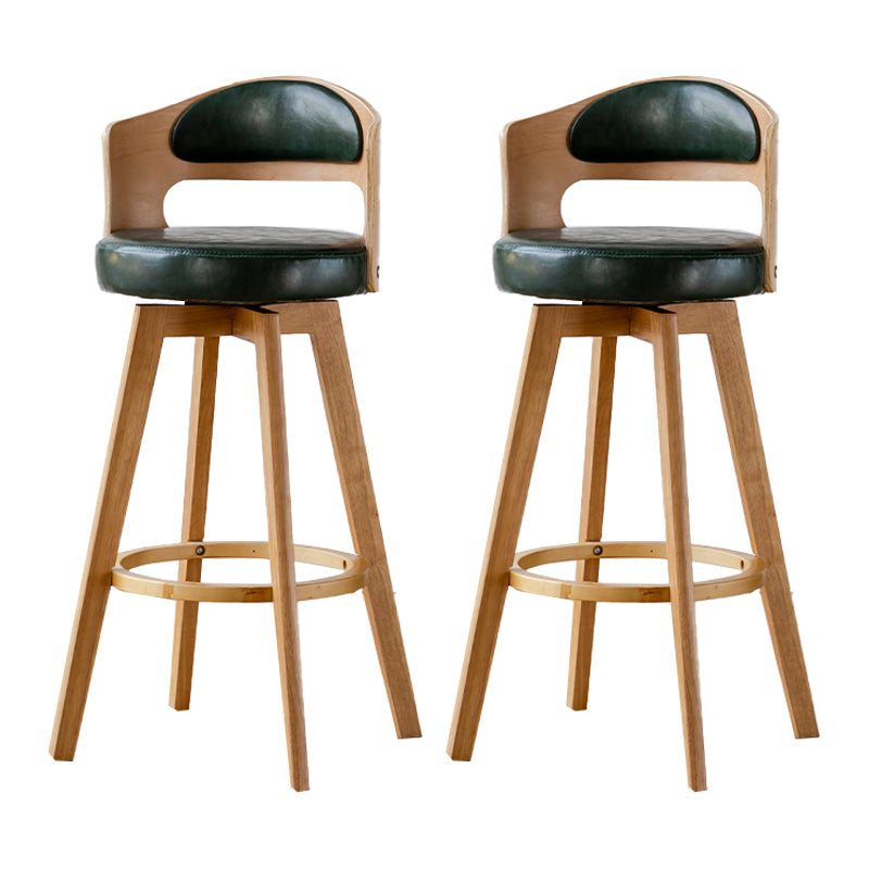 Scandinavia Style Bar-stool Wooden Legs Round Seat Barstool for Bar Kitchen Blackish Green Natural 2 Piece Set Clearhalo 'Bar Furniture' 'Bar Stools' 'bar_stools' 'furn' 'furn_bar_stools' 'furniture_bar_stools' 'Kitchen & Dining Furniture' 'kitchen&dining_furn' 'kitchen' 'kitchen_furn' Furniture' 4503427