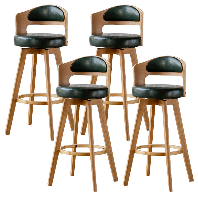 Scandinavia Style Bar-stool Wooden Legs Round Seat Barstool for Bar Kitchen Blackish Green Natural 4 Piece Set Clearhalo 'Bar Furniture' 'Bar Stools' 'bar_stools' 'furn' 'furn_bar_stools' 'furniture_bar_stools' 'Kitchen & Dining Furniture' 'kitchen&dining_furn' 'kitchen' 'kitchen_furn' Furniture' 4503428