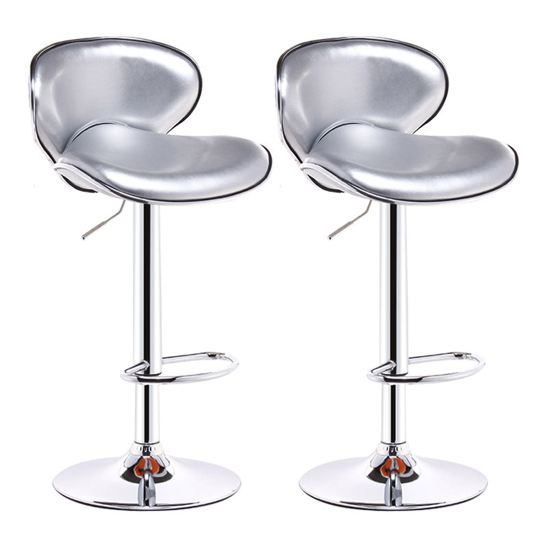 Industrial Style Bar-stool Metal Leg Leather Bucket Seat for Kitchen Bar Silver Gray 2 Piece Set Clearhalo 'Bar Furniture' 'Bar Stools' 'bar_stools' 'furn' 'furn_bar_stools' 'furniture_bar_stools' 'Kitchen & Dining Furniture' 'kitchen&dining_furn' 'kitchen' 'kitchen_furn' Furniture' 4503448